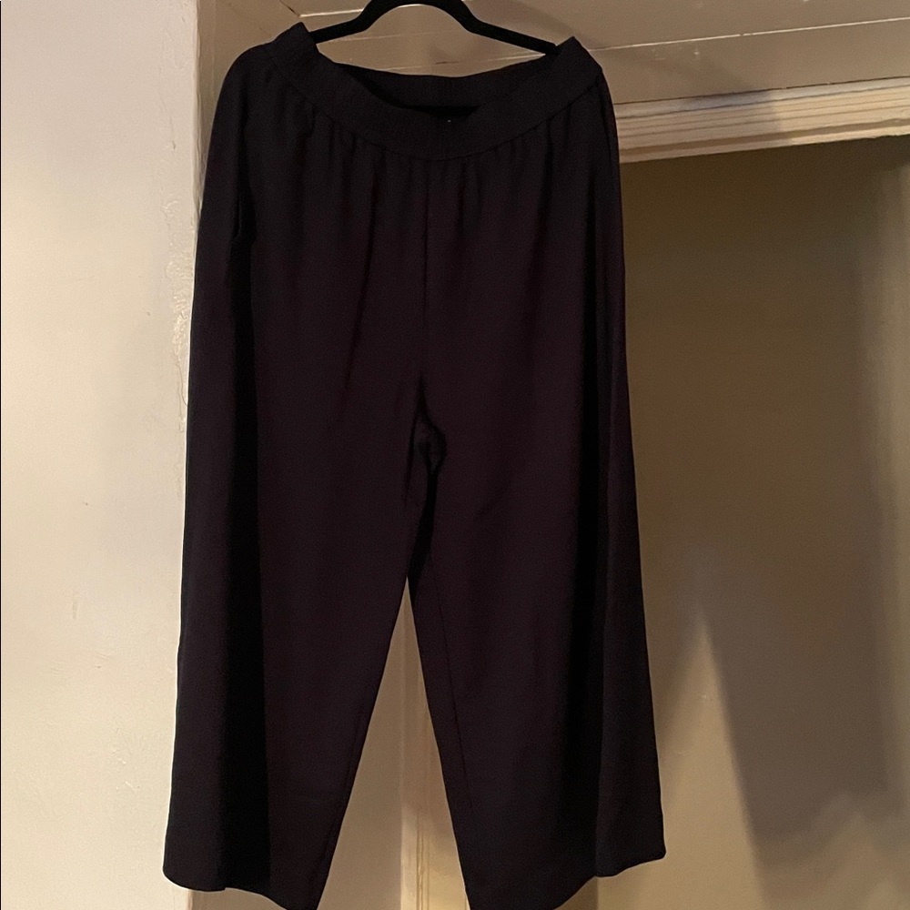 COS Dark Navy Wide leg Ankle length Elastic Waist Trousers